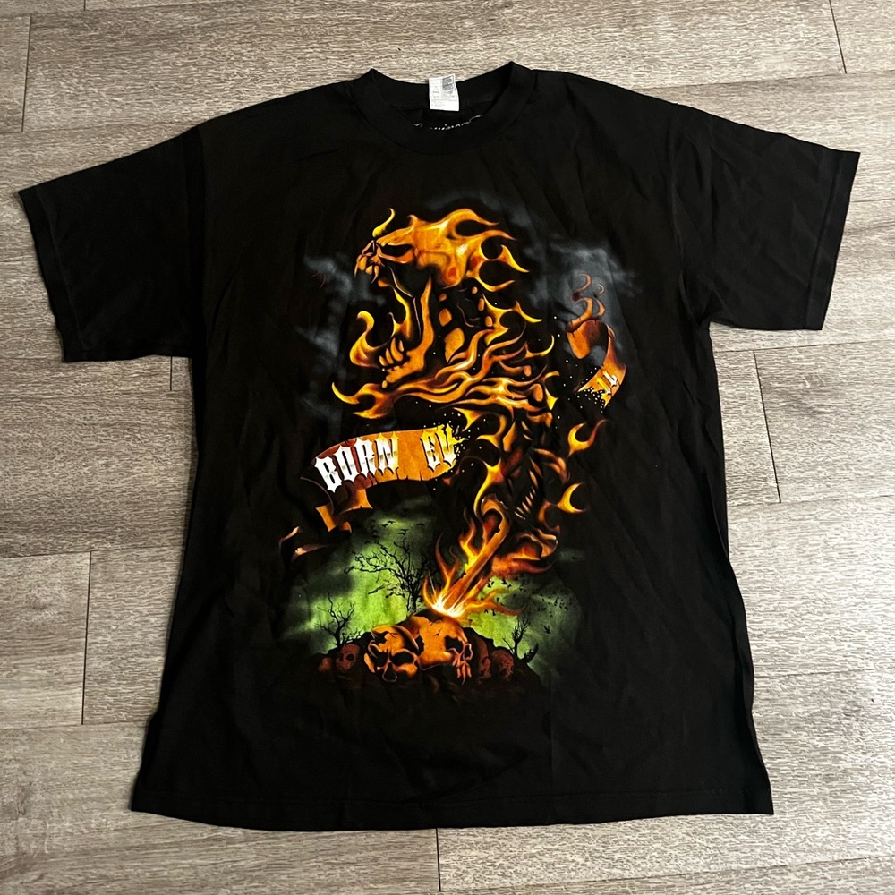 Black Graphic T-Shirt with Crest Design